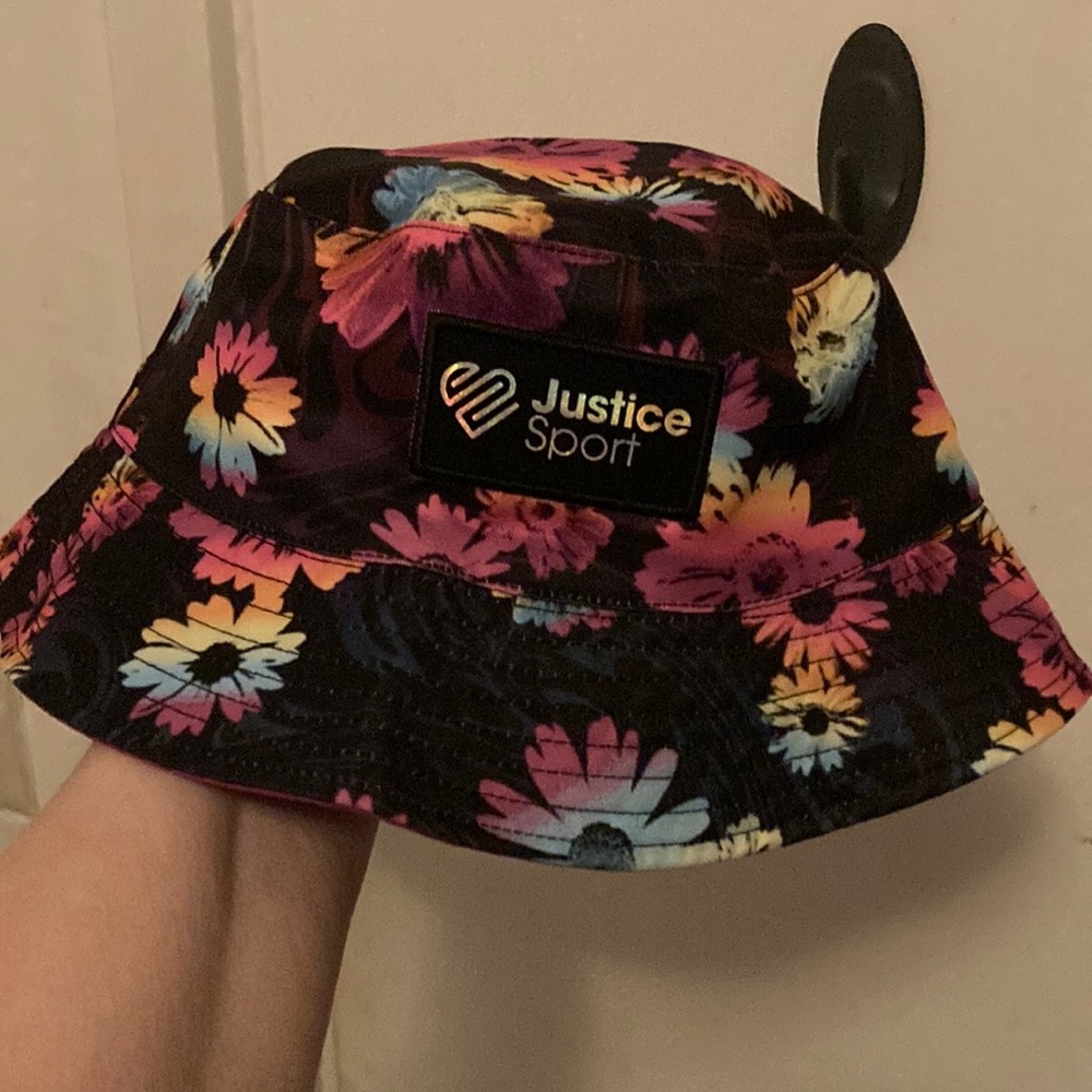 NWOT Justice Sport Black and Pink Floral Hat